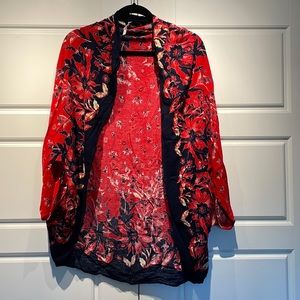 Anthropologie Kimono - Navy & Red
